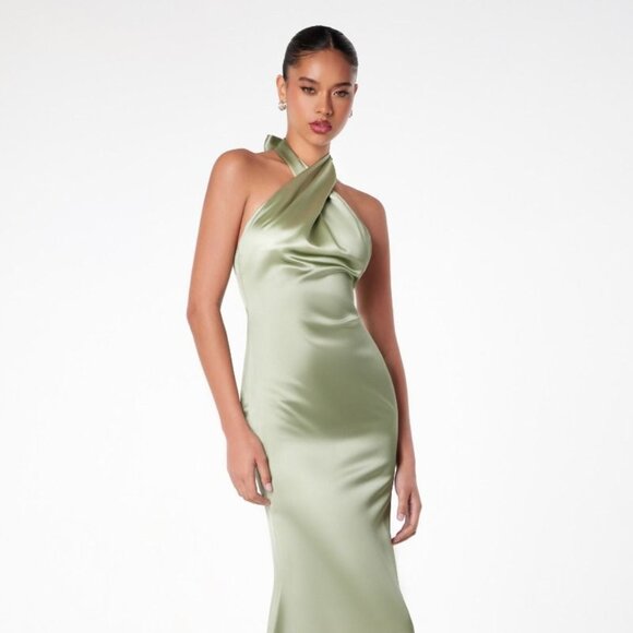 New Sheath Sleeveless Solid Classy Gown w/ Halter Neck w/ Open Back CD T2005 - Picture 1 of 10